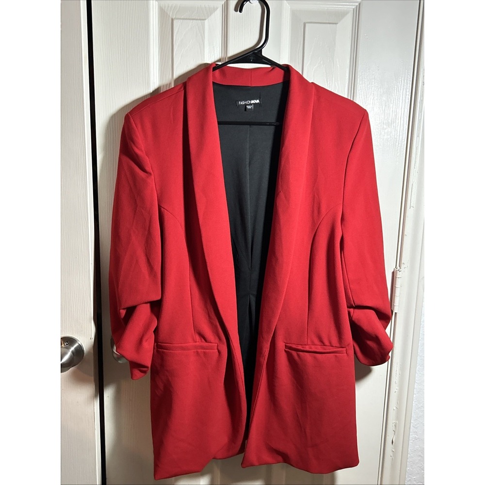 Fashion Nova Red Open-Front Blazer